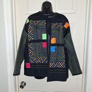 No brand multi-colored quilted blazer